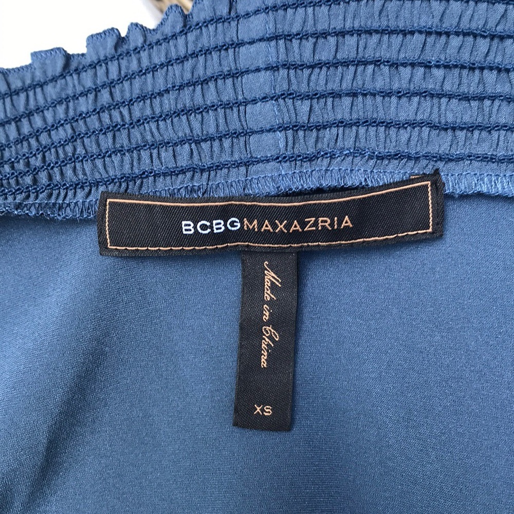 BCBG BLUE SILK DRESS WITH BELT - Picture 3 of 4